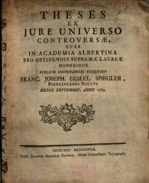 Theses Ex Iure Universo Controversae