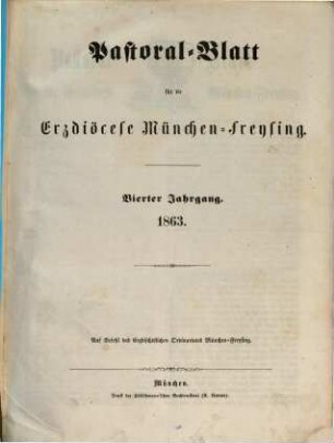 Pastoral-Blatt für die Erzdiöcese München-Freising. 4, 4. 1863