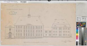 Unna (Unna) Lehrerseminar Vorderansicht 1911 1 : 100 47 x 85 Druck Staatshochbauamt Soest