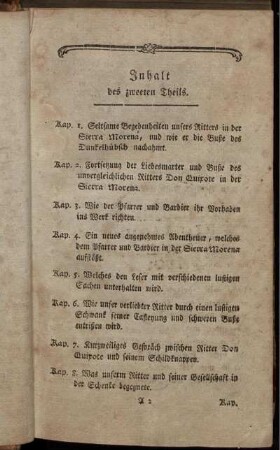 Inhalt des zweeten Theils.