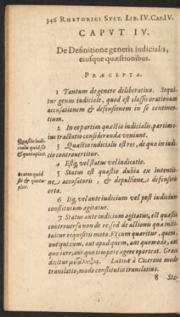 Caput IV. De Definitione generis iudicialis, eiusque quaestionibus.
