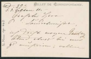 Visitenkarte an Emanuel Wirth : o.D.