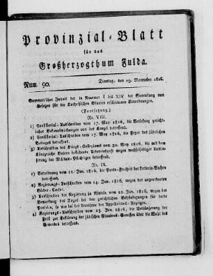 Num. 90., Ausgabe vom 19. November 1816