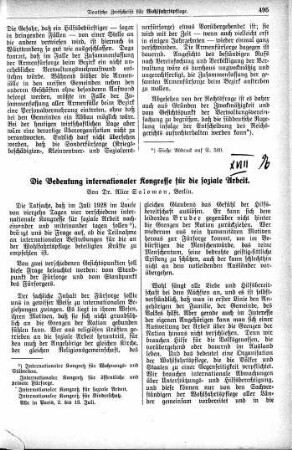 Die Bedeutung internationaler Kongresse für die soziale Arbeit.