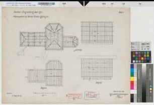 Empfangsgebäudes auf Bahnhof Duisburg-Hochfeld-Süd, Blatt 2: Balken- und Sparrenlage, M. 1:100 Hge, Sknr.: 1, Fanr.: 7, Bunr.: 2