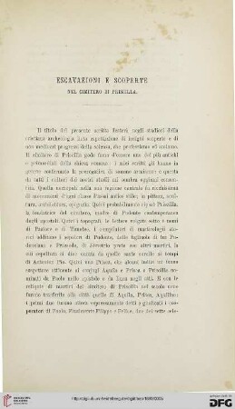 3.Ser.5.1880: Escavazioni e scoperte nel cimitero di Priscilla
