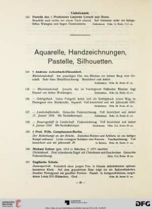 Aquarelle, Handzeichnungen, Pastelle, Silhouetten (Nr. 134-178)