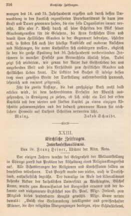 216-225 Kirchliche Zeitfragen : Interkonfessionalismus