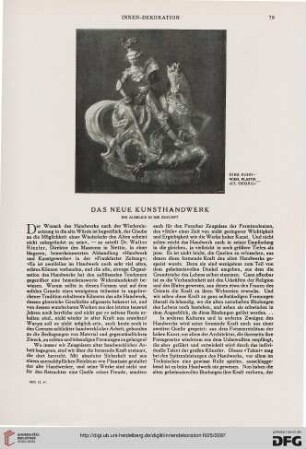 36: Das neue Kunsthandwerk, [1] : ein Ausblick in die Zukunft