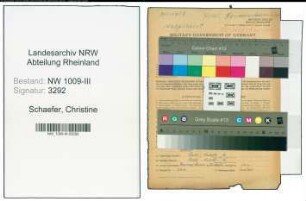 Entnazifizierung Christine Schaefer , geb. 24.12.1898 (Modistin)