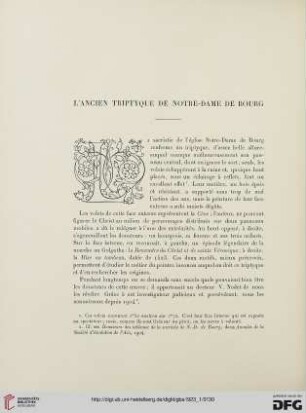 5. Pér. 7.1923: L' ancien triptyque de Notre-Dame de Bourg
