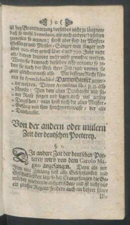Von der andern oder mitlern Zeit der deutschen Poeterey.