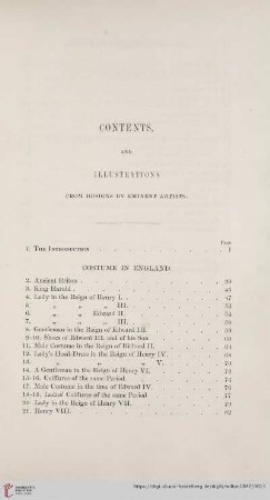 Contents and illustrations