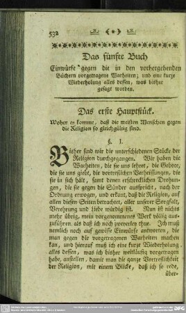 Das fünfte Buch Einwürfe gegen die in den vorhergehenden Büchern vorgetragene Warheiten; und eine kurze Wiederholung alles dessen, was bisher gesagt worden
