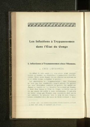 Les Infections à Trypanosomes dans l'État du Congo.