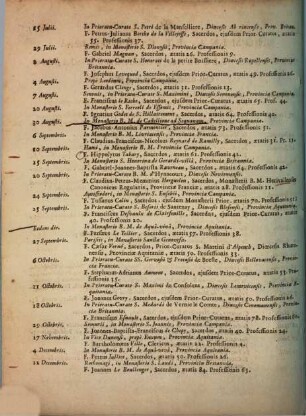 Nomina et cognomina Canonicarum Regularium Congregations Gallicanae qui obierunt anno .... 1738