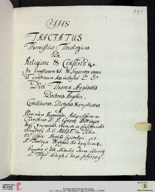Gero Böttinger: Tractatus theologicus de Religione et Censuris