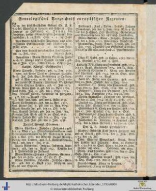 Genealogisches Verzeichnis europäischer Regenten.