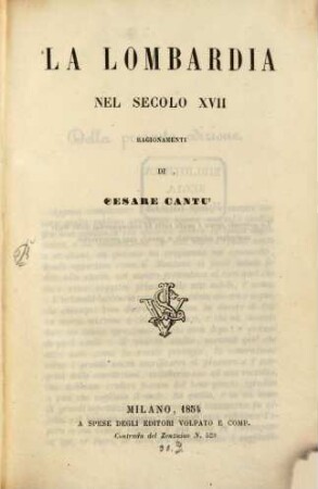 La Lombardia nel secolo XVII