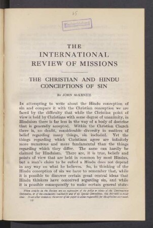 The christian and Hindu conceptions of sin