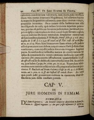 Cap. V. De Jure Hominis In Famam.