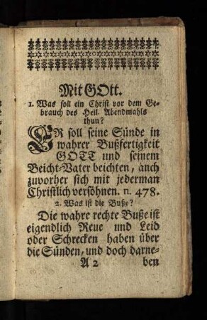 Mit Gott. [Noethige Fragen zum Buß- und Beicht-Examen]