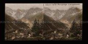 Blick auf Macugnaga im Anzascatal mit Monte Rosa im Hintergrund