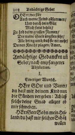 Andächtige Gedancken un Gebet/ nach empfangener Absolution.