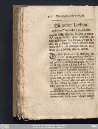 Die XCVIII. Lection. Gehalten Mittwochs d. 29. Aug. 1725.