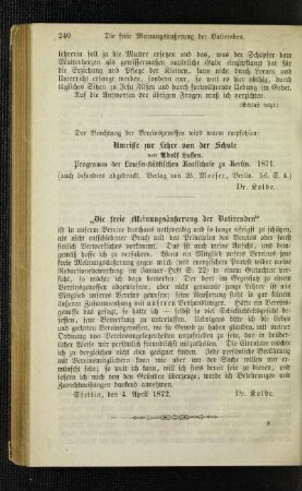 ¬"Die¬ freie Meinungsäußerung der Votirenden"