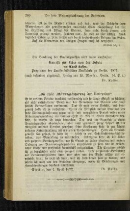¬"Die¬ freie Meinungsäußerung der Votirenden"
