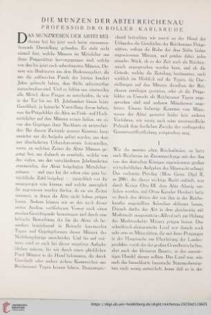 Die Münzen der Abtei Reichenau