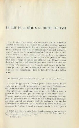 Le lait de la mère & le coffre flottant