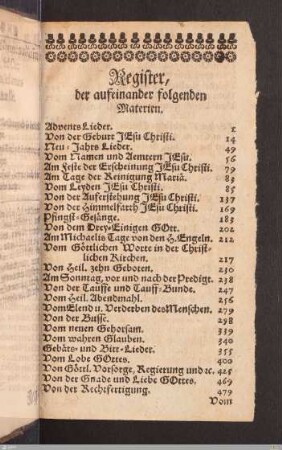 Register der Materien