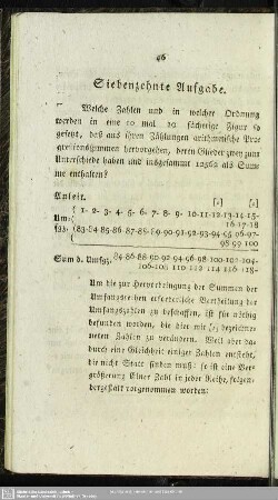 Siebenzehnte Aufgabe