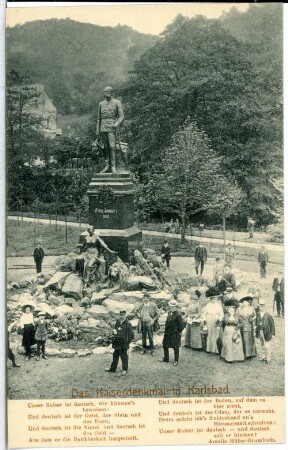 Karlsbad. Kaiser-Franz-Josef-Denkmal (1910) : Karlsbad. Denkmal Kaiser Franz Josef I. (1910; E. Boermel, 1923 entfernt)