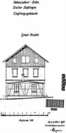 Dußlingen: Empfangsgebäude Giebelansicht