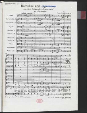 Romanze und Jägerchor aus dem Schauspiel "Rosamunde" : Op. 26 : Nr. 3b Romanze