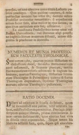 Numerus et munia professorum facultatis theologicae.