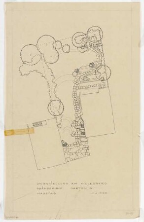Gärten an der Wohnsiedlung Killesberg, Stuttgart: Gartenplan Abänderung Garten 4, 1:100