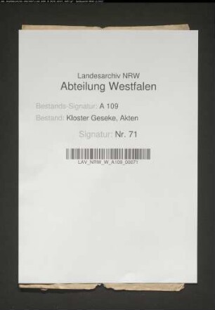 Kollation der Pfarrstelle St. Petri in Geseke an Jodokus Koppenradt.