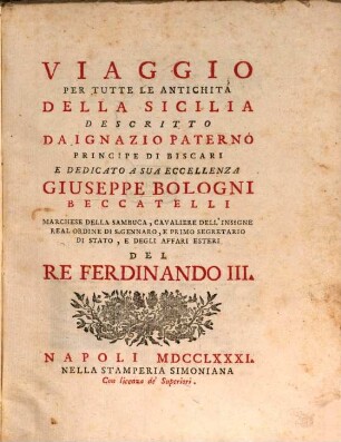 Viaggio per tutte le Antichita della Sicilia