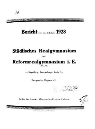 1928/29: Bericht über das Schuljahr ... - 1928/29