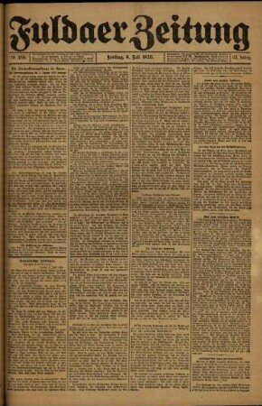 Erste Ausgabe vom Freitag, den 09. Juli 1920.