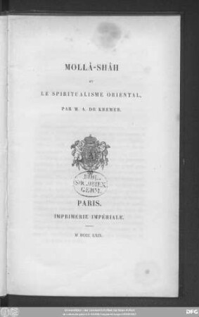 Mollâ-Shâh et le spiritualisme oriental