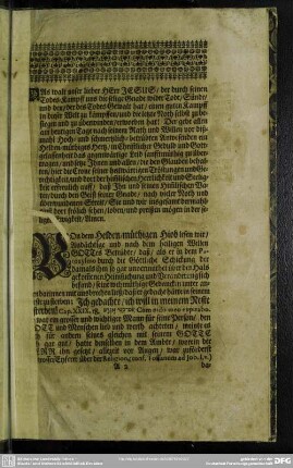 Leichenpredigt : Der Heroische Glaube Eines Heldenmütigen Christens. [Eingang]. Textus. Exordium. Tractatio. Usus