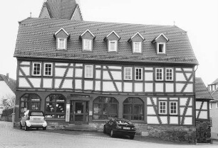 Altes Rathaus mit Schlauchturm (Rathaus, ehem.); Linsengericht, Hauptstraße 14