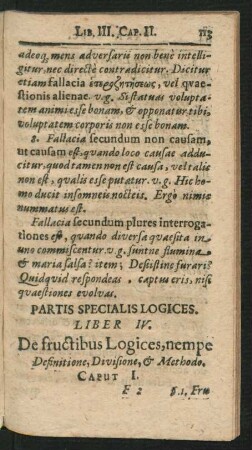 Liber IV. De fructibus Logices, nempe Definitione, divisione, & Methodo.
