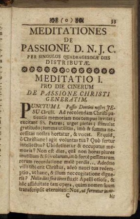 Meditationes de passione D.N.J.C. per singulos quadragesimæ dies distributæ.