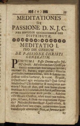 Meditationes de passione D.N.J.C. per singulos quadragesimæ dies distributæ.
